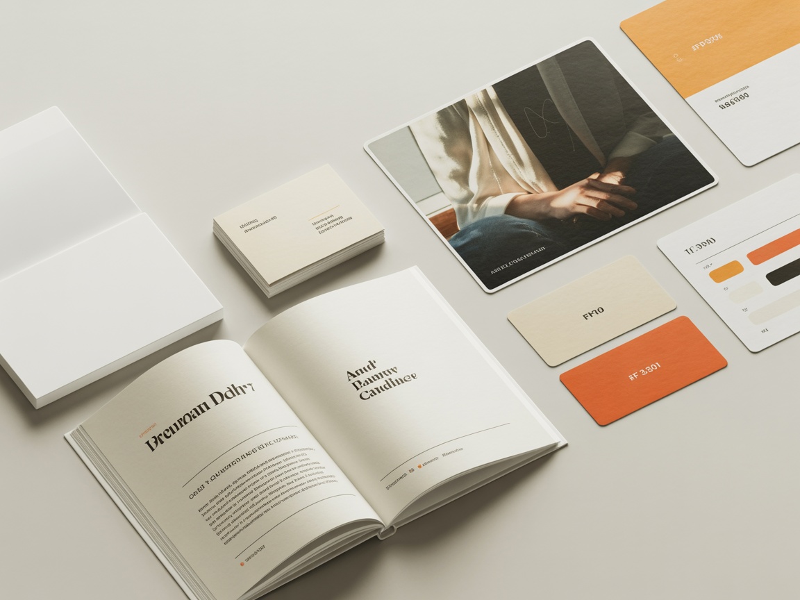 Brand identity guidelines flat-lay