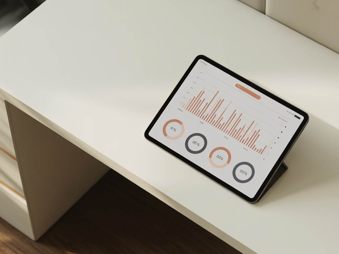Tablet showing data visualization infographic